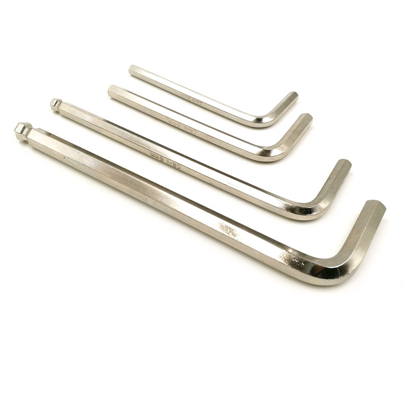 CRV alloy steel plated nickel plus hard lengthened ball head hexagonal spoon L shaped wave shank inner hexagon wrench public flat head 1 27-Taobao