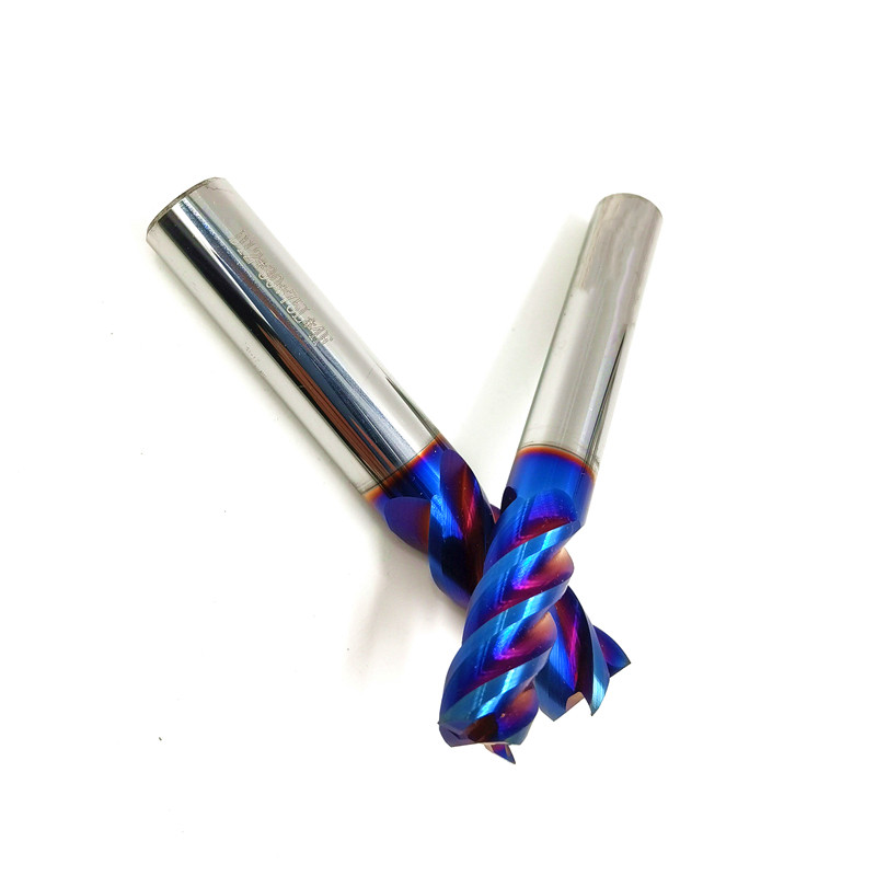 65-degree tungsten steel milling cutter 4 blades flat bottom nano blue coated stainless steel plus hard alloy vertical milling cutter numerical control gong knife 8-Taobao