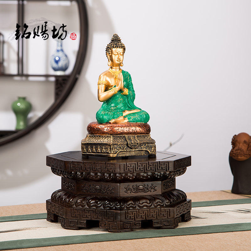 Ebony octagonal lotus Buddha statue base Guanyin Wealth God Pixiu Bodhisattva solid wood bracket decoration flower pot can be customized