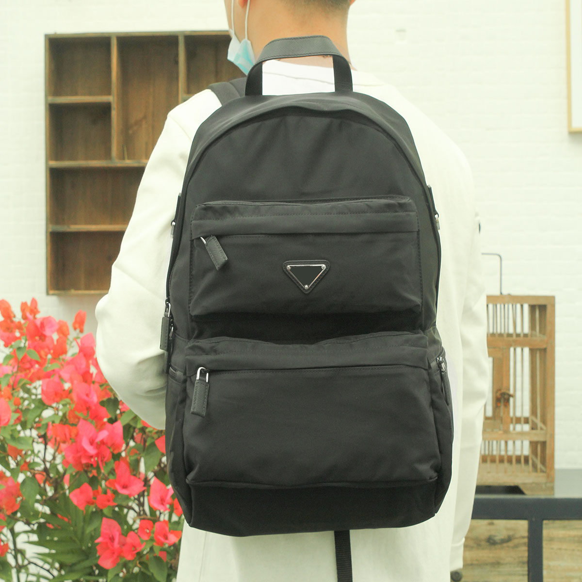 Nylon men's shoulder pack large-capacity multi-function backpack Oxford light business travel pack P2VZ025