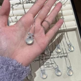 Ожерелье из белого нефрита, цепочка до ключиц для принцессы, серебро 925 пробы, легкий роскошный стиль, изысканный стиль