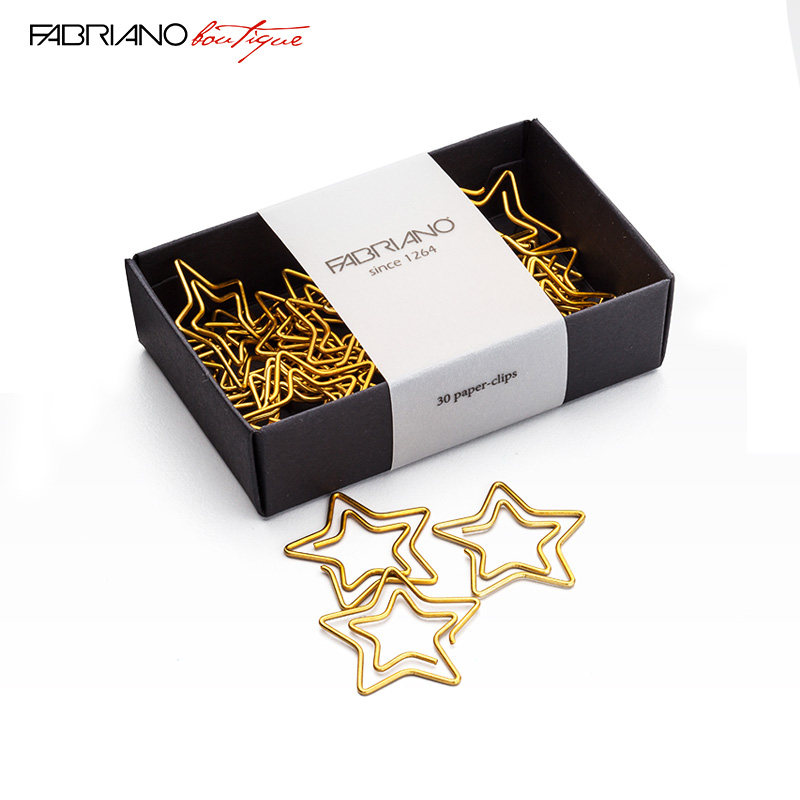 Official flagship store Italian Fabriano paper clips office supplies nickel-plated gold paper clips creative cute bookmark clips star-shaped metal plating students to store and organize handmade stationery