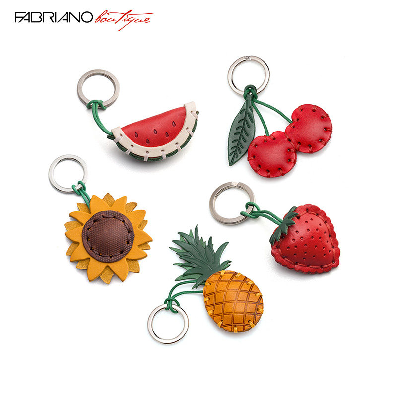 Official flagship store Italy FABRIANO Feibina handmade leather ins key pendant cute personality creative car key chain male and female bags lanyard pendant decorations