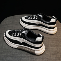 Goddess super easy to wear ~ new fashion all-match thick-soled heightened muffin leather stitching small white shoes