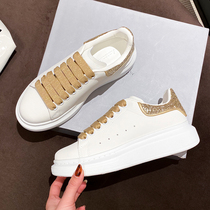 Goddess unique temperament trend all-match ~ new fashion all-match leather platform casual shoes small white shoes