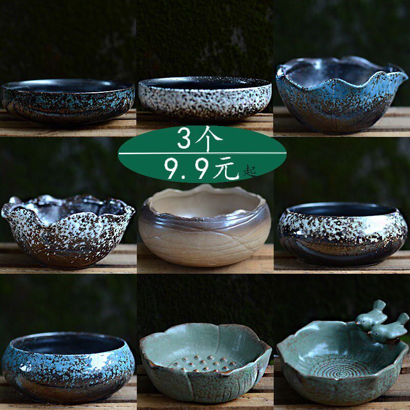 Porous copper pot pot container Ceramic lotus bowl lotus flower flower culture Chinese daffle flower