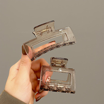 Small square hair catcher square temperament medium jelly transparent hairpin solid color headdress high ponytail half-tied hairpin catcher