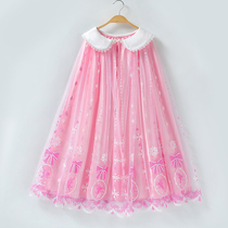 Girls spring and autumn new style folded doll collar cape baby outing birthday dress performance shawl windproof Elsa cape