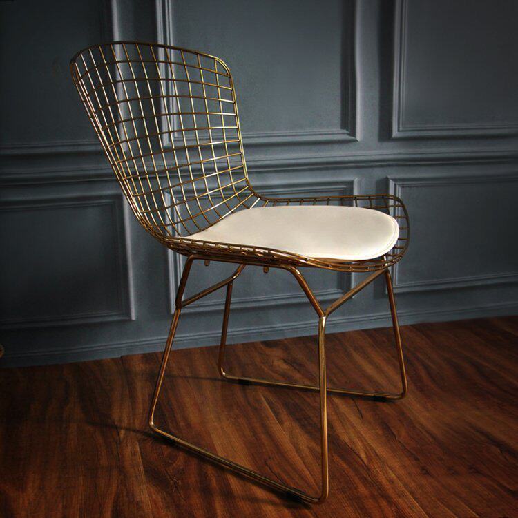 Nordic Hollowed-out Wire Chair Iron Art Creative Home Dining Chair Minimalist Metal Chair Modern Designer Chair Gold