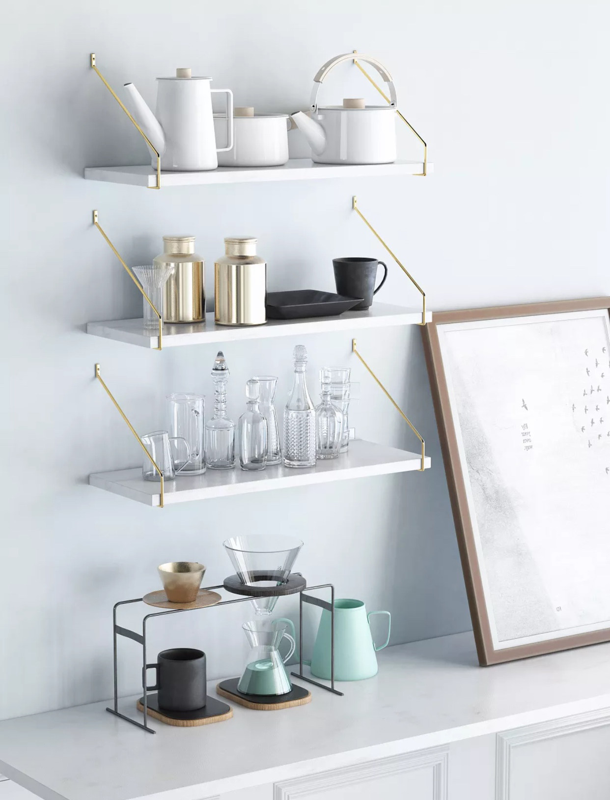 Solid Wood Separator Laminate Rack Brass Color Bracket North American Solid Wood Environmental Protection Plate Shelf Decoration Shelf Wall Decoration