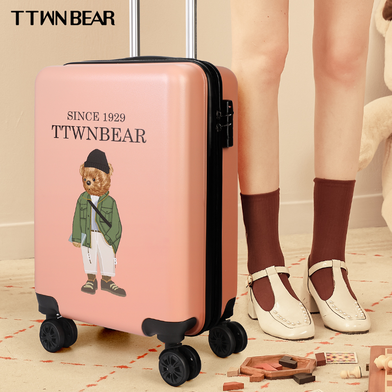 TTWNBEAR every day Little Bear Winnie suitcase woman small light universal wheel pull-lever case suitcase 20 inch boarding 24