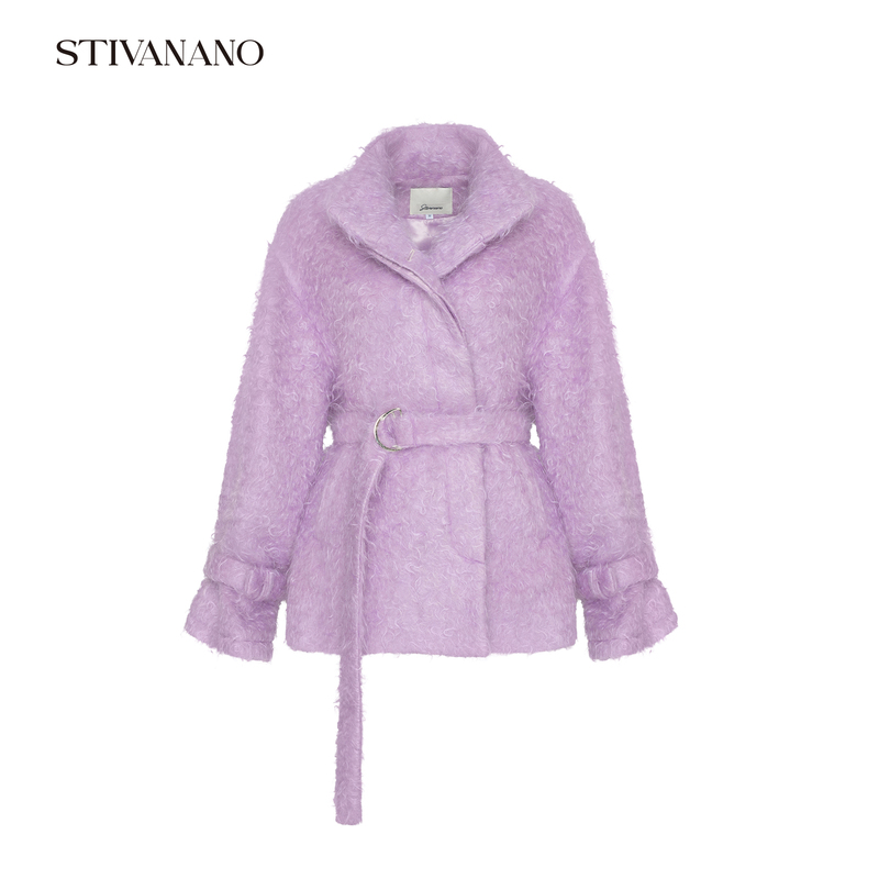 Stivanano Mohair Mid-Length Coat with Dropped Shoulders Stivanano Mohair Mid-Length Coat with Dropped Shoulders