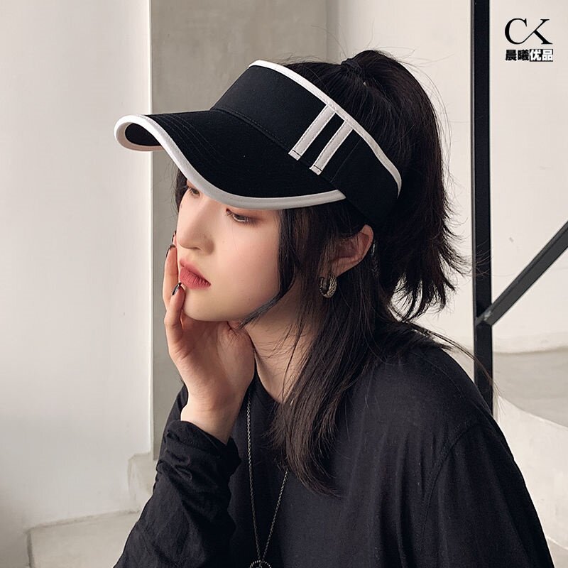 Suitable for high ponytail hat women's summer empty top sun hat Korean version sun protection topless sports peaked sun hat