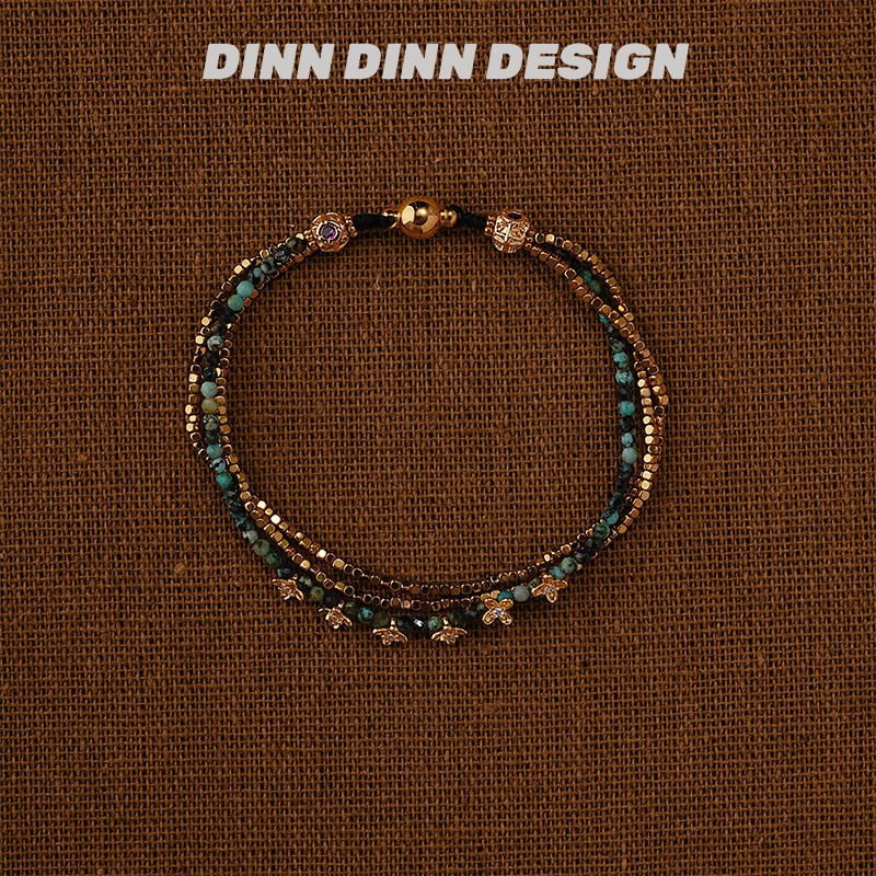 DINN DINN DESIGN度假系列小花花彩色珠珠双层手錬轻奢小众气质