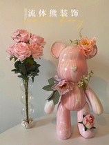 Fluid Violent Bear Handmade Diy Material Bag White Embryo Children Homemade Hand-painted Paint Net Red Dry Flowers Little Bear Gifts