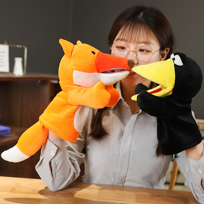 Hand Puppet Toy Animal Gloves Mouth able to move fox crow story doll Gongzai Kindergarten The belly of the mouth can be opened