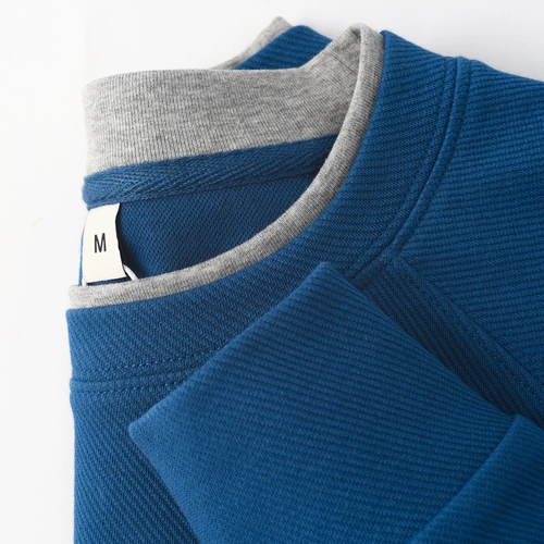 Комплект, синяя толстовка, осенний свитшот для отдыха, оверсайз