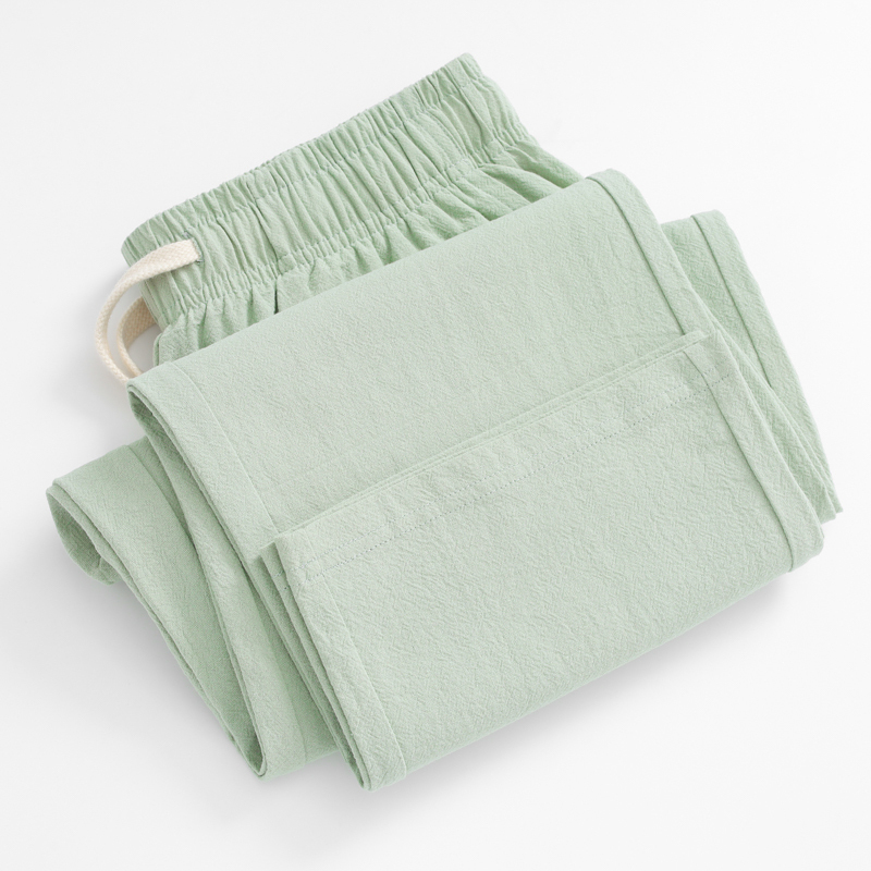Matcha Green Japanese-Style Casual Straight-Leg Pants for Women, Summer Light Green Thin Long Pants, Loose Solid Color Sweatpants for Men