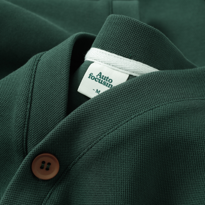 360g Heavyweight Dark Green Jacket, Vintage Style, Flattering V-Neck, Pique Cotton, Loose Cardigan Jacket for Men and Women, Suitable for Spring and Autumn