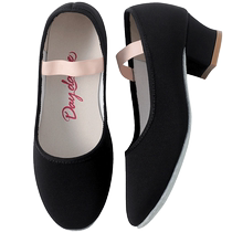Dance examination black heels female ballet national representative character dance shoes 2 5cm with heel practice shoes childrens dance shoes