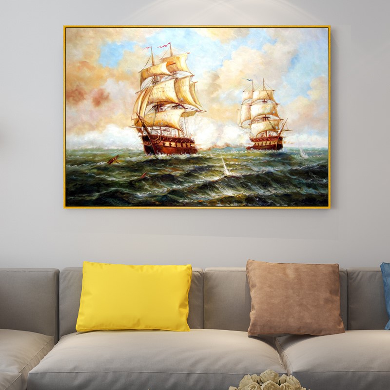 Living room decorated painting modern hand painted painting Bedroom Restaurant Wall Hotel painted European sailing boat by wind and waves
