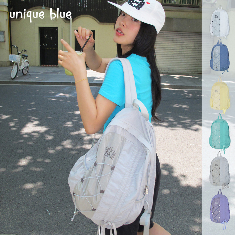 Unique Blue Korean-Style Embroidered Zipper Pocket Patchwork Backpack Large Capacity Outdoor Travel Backpack for Women Unique Blue Korean-Style Embroidered Zipper Pocket Patchwork Backpack Large Capacity Outdoor Travel Backpack for Women