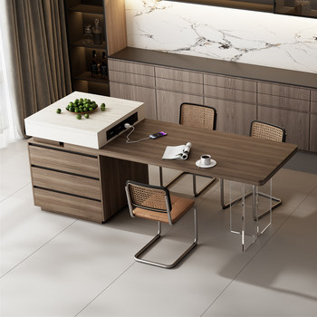 Travertine island table integrated dining table for small household use