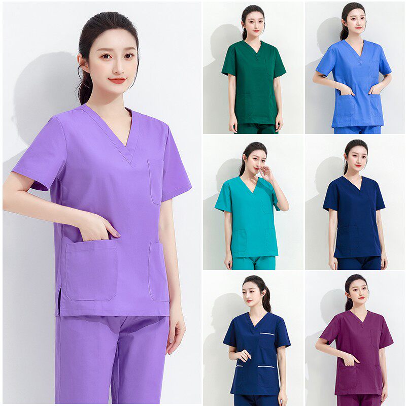 Wash suit women's short sleeve thin doctor summer operating room high-end cotton nurse work clothes male medical brush handwear