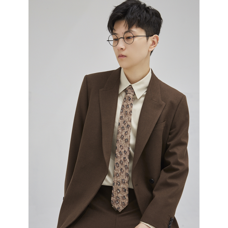 Knighttom Autumn and Winter Dark Coffee Color Concealed Placket Casual Suit Unisex Style Formal Business Suit Kt2537C Knighttom Autumn and Winter Dark Coffee Color Concealed Placket Casual Suit Unisex Style Formal Business Suit Kt2537C