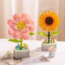 2024 new building block flower Chinese toy succulent plant potted ornaments childrens educational puzzle assembly girl gift