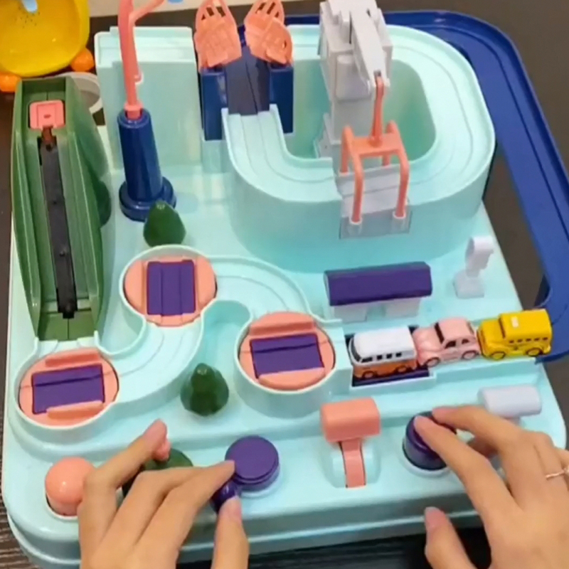 Early education puzzle train track car parking lot children's vibrato car break through the big adventure boy track toys