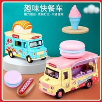 Toy Car Fun Fast Food Car Hamburger Car Ice Cream Bus SOUND Puzzle Alloy Toy Male Girl