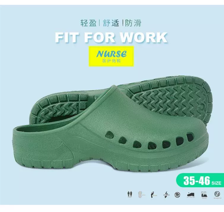 Giày Crocs của y tá, Dép đi trong phòng mổ, Giày chống trượt cho nữ, Giày chống trượt mùa hè cho nữ y tế Baotou màu trắng dép nam quai hậu