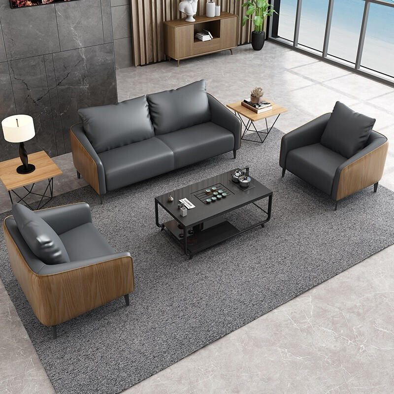 Office sofa simple modern reception area negotiation single double three reception business office sofa coffee table