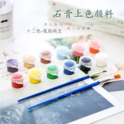 Manyue DIY gypsum mold coloring special pigment Environmental protection acrylic pigment twelve colors plus two brushes