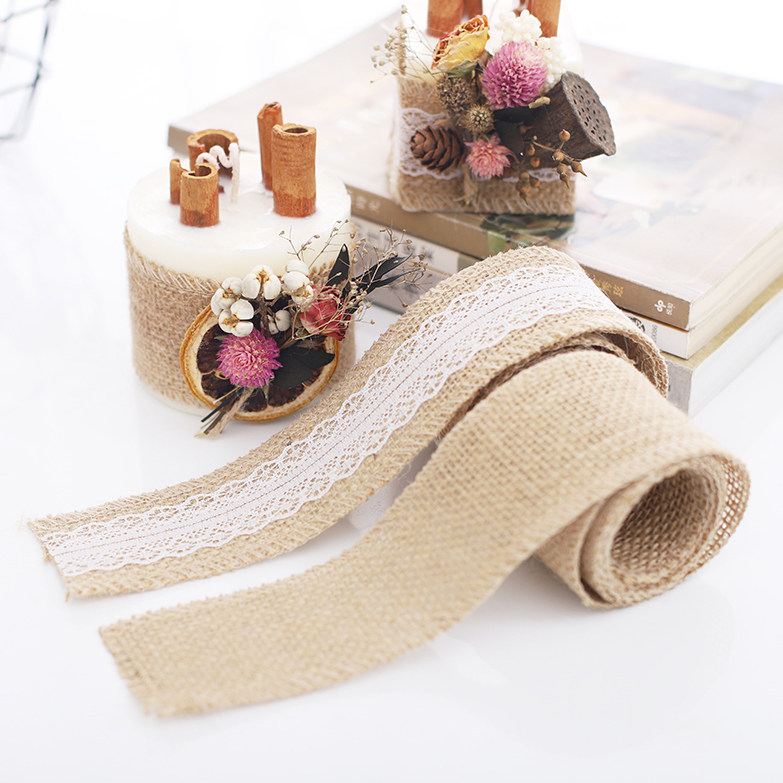 Cranberry Diy decoration Material lace hemp cloth Hemp Cloth Lace Lace Rope Silk Ribbon Gift Wrapping 1m-Taobao