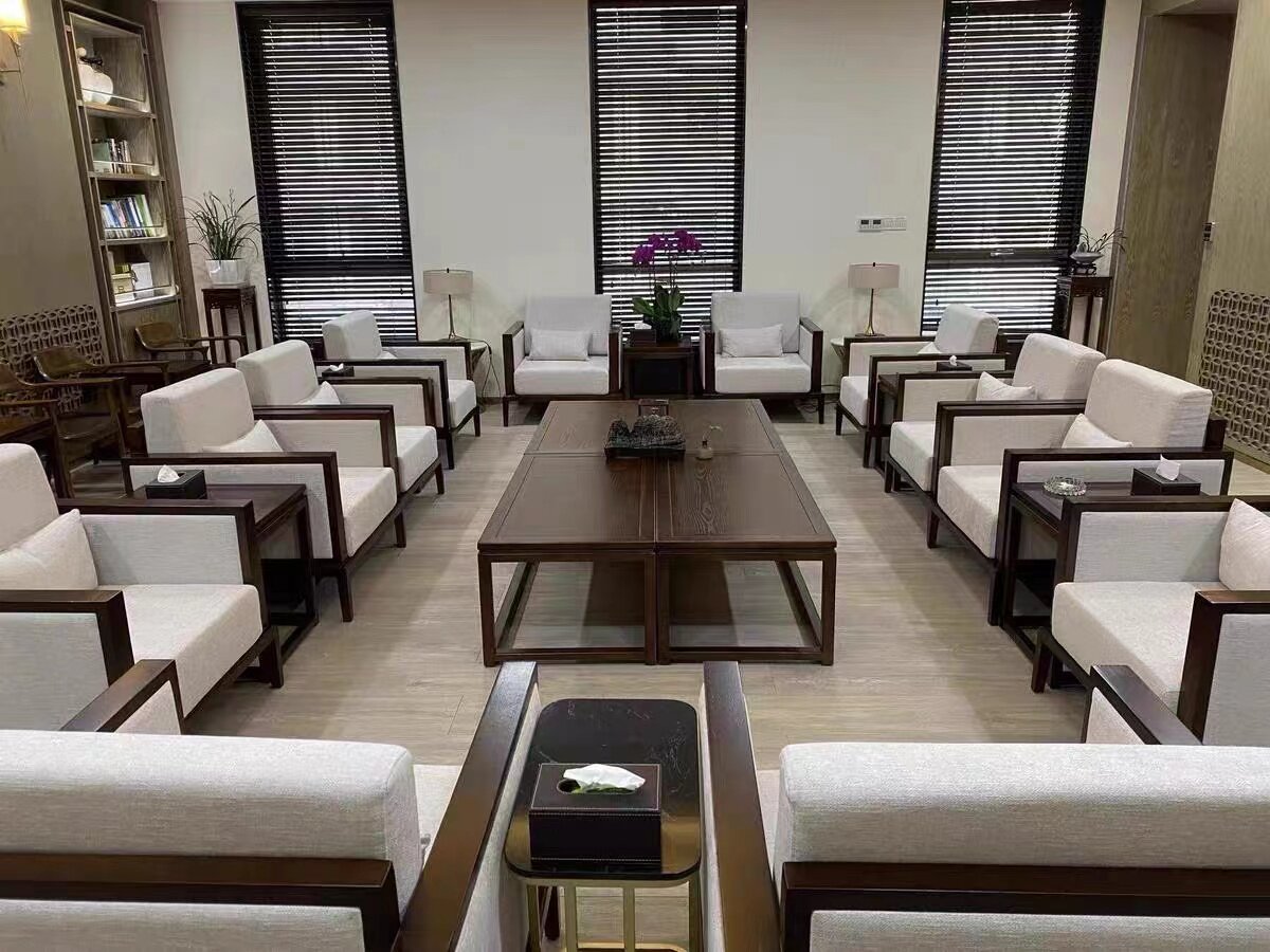 Meeting Room VIP Reception Sofa Government Talks New Chinese Solid Wood Single Sofa Business Guest Office
