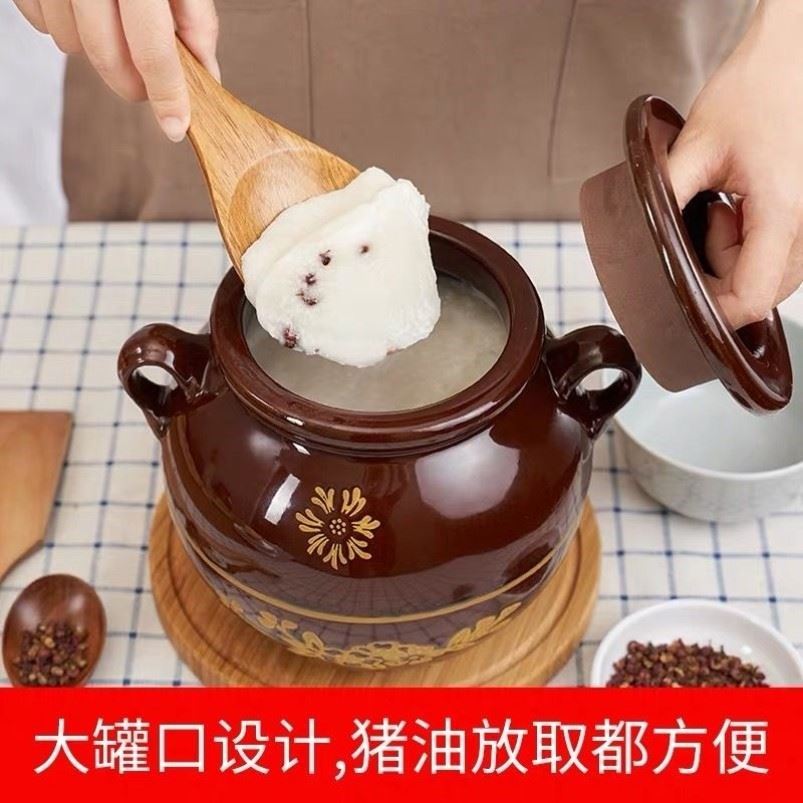 Lard cans, household ceramic kitchens, old-fashioned high-temperature resistant containers, pottery oil cylinders with cover, salt oil jars