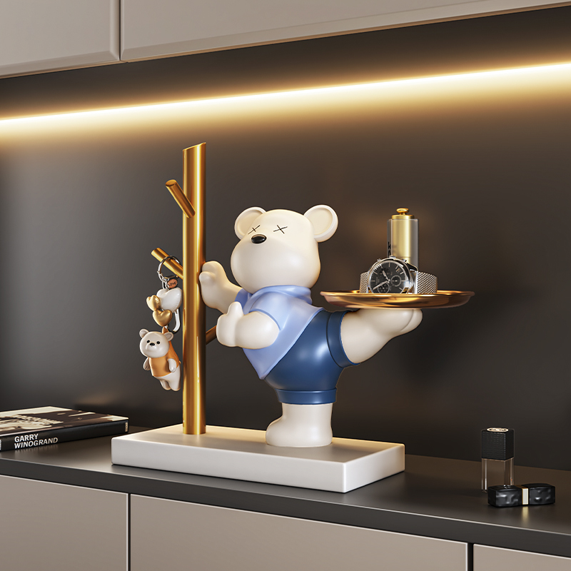 Creative Violent Bear Key Holder Entryway Storage Ornament Home Desktop Decoration Housewarming Gift