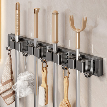 German Bathroom No-Drill Storage Rack, Household Bathroom Mop Hook, Wall-Mounted Strong Fixed Broom Holder