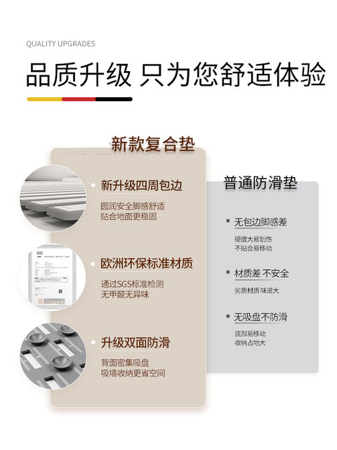 German high-end bathroom anti-slip mat can be spliced into bathroom partition water mats for household toilet shower room anti-fall floor mats