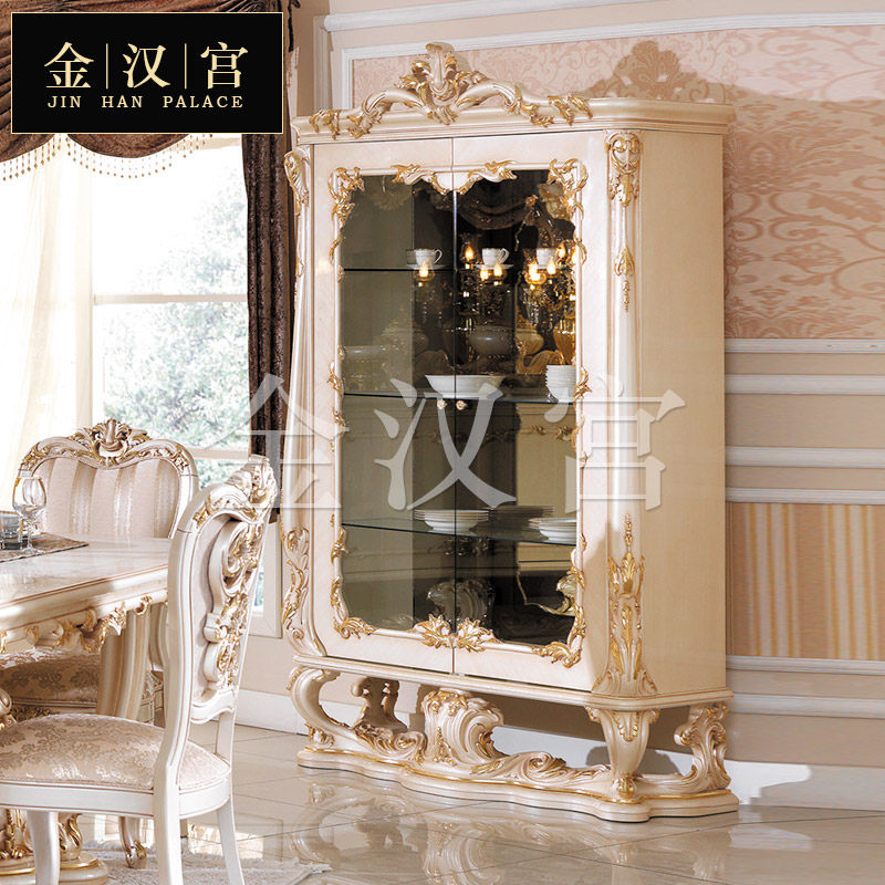 European-style luxury solid wood double-door wine cabinet French palace decoration locker restaurant combination villa high-end customization