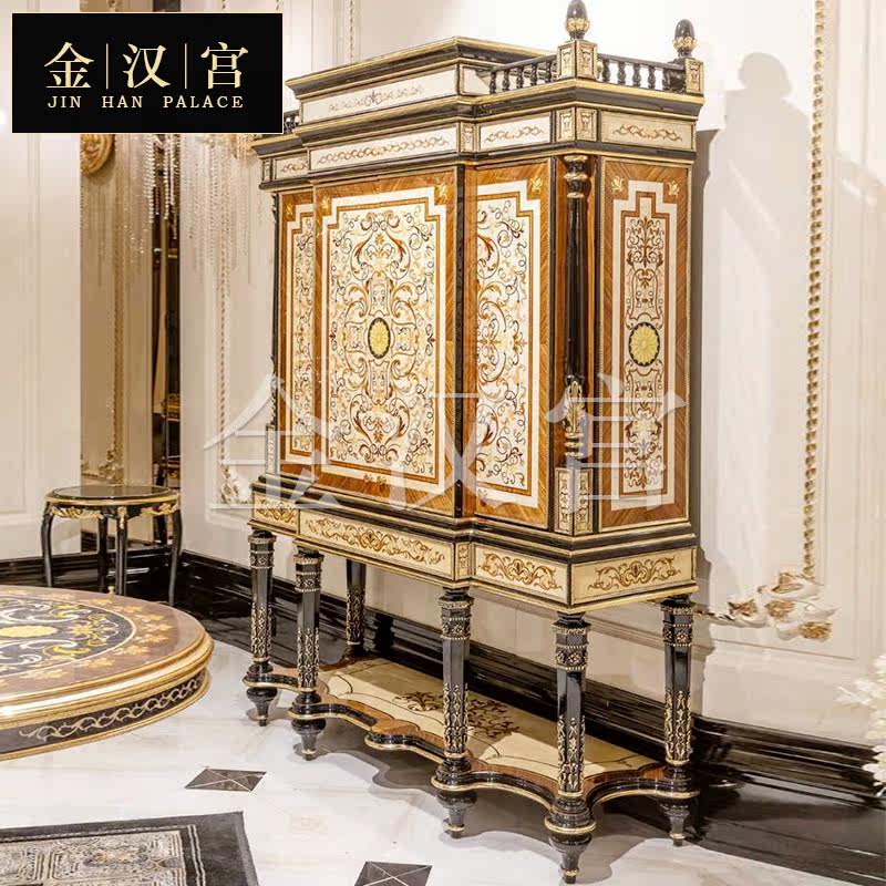 French luxury palace glass wine cabinet Italian villa living room storage cabinet European solid wood double door display cabinet