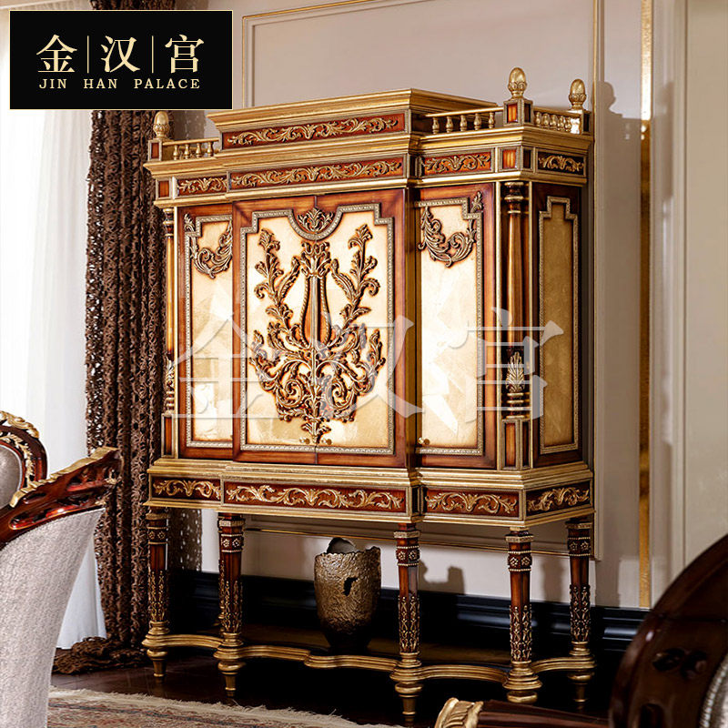 European-style luxury solid wood high sideboard Italian French court painted decoration locker villa high-end customization