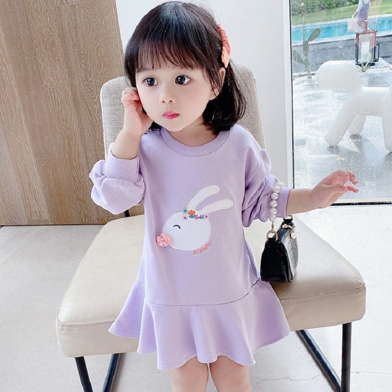 Girls autumn dress 2022 new Korean version baby girl long-sleeved skirt little princess spring and autumn foreign style embroidered skirt
