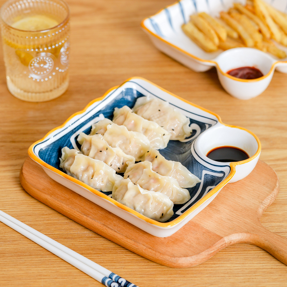 Japanese-style dumpling plate home with vinegar dish dish plate dish net red plate ins style breakfast plate ceramic tableware plate