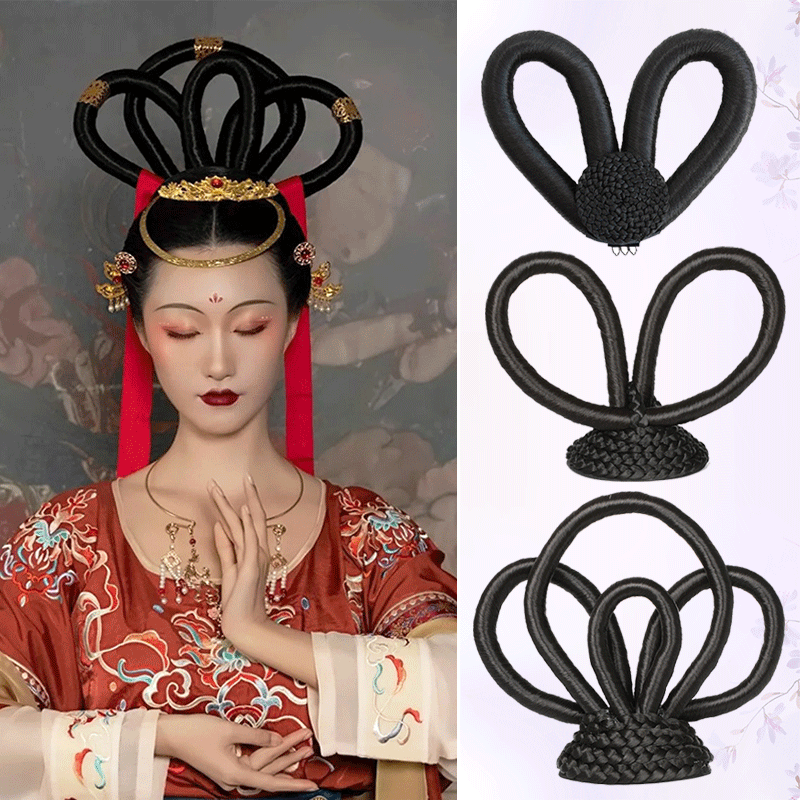 Hanfu Wig Bag Gufeng Dunhuang Flying Sky Hair Fairy Flower Hair Bag Styling Big Tangu Rhyme Ancient Dress Wig-Taobao