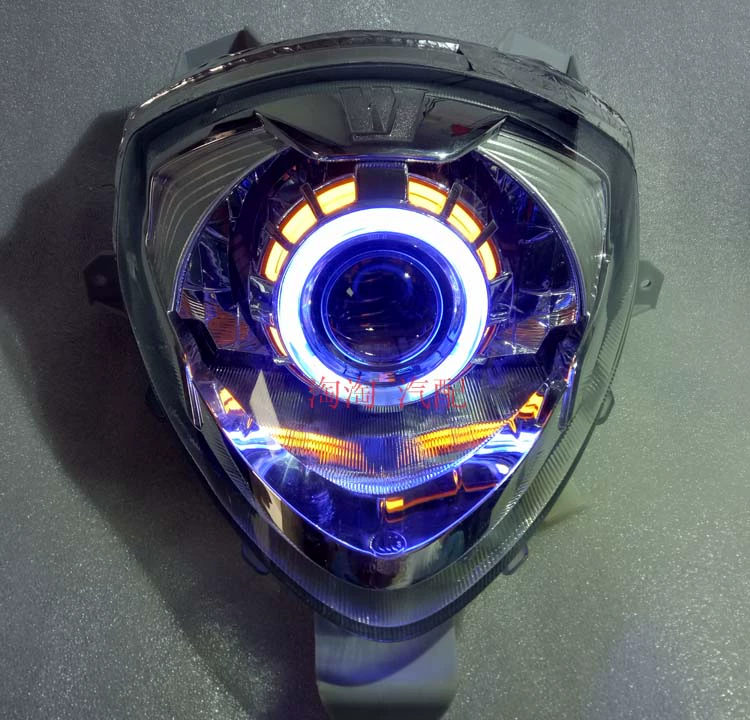 Yuzhu HJ125T lắp ráp đèn pha xe máy Xenon ống kính thiên thần mắt quỷ - Đèn HID xe máy