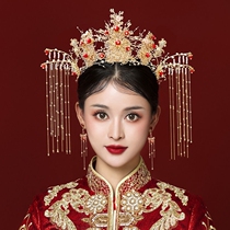 Bridal show and headwear high-end Fengguan Atmospheric Extravagant Show and Wedding Simple Steps Shake Chinese Round Face Hair Accessories
