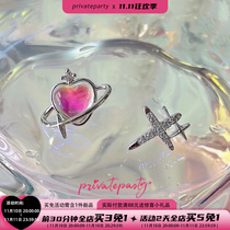 Privateparty Star Moon Fairy Tale Moonlight Stone Asymmetric Stud Earrings Minor Design Premium Sensory Star Earrings